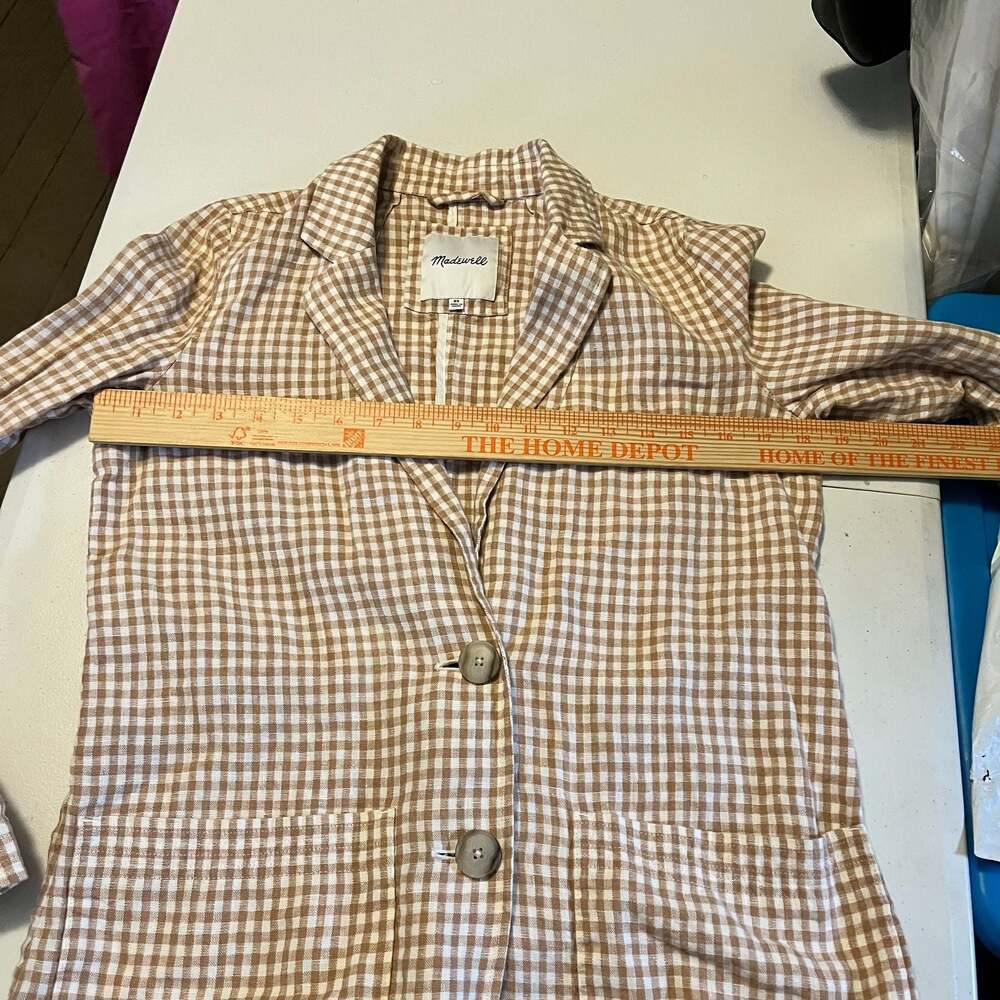 Madewell Linen Dorset Blazer in Gingham Check Sand XS - Picture 9 of 9
